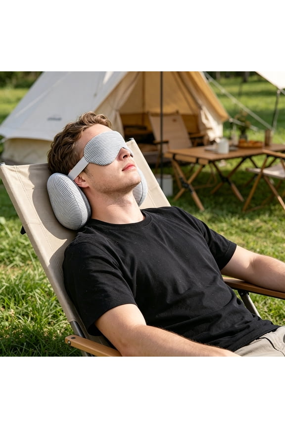 2-In-1 U Shaped Pillow Gray With Eye Mask Memory Foam Travel Neck Pillow Shade Sleep Mask Portable For Airplane Car Nap Summer "2-in-1 Design & Stereo Shading Technology"