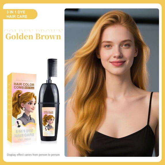 HAJAGP 3-in-1 Comb Hair Coloring Kit Golden Brown for Mother's Day At-home Beauty