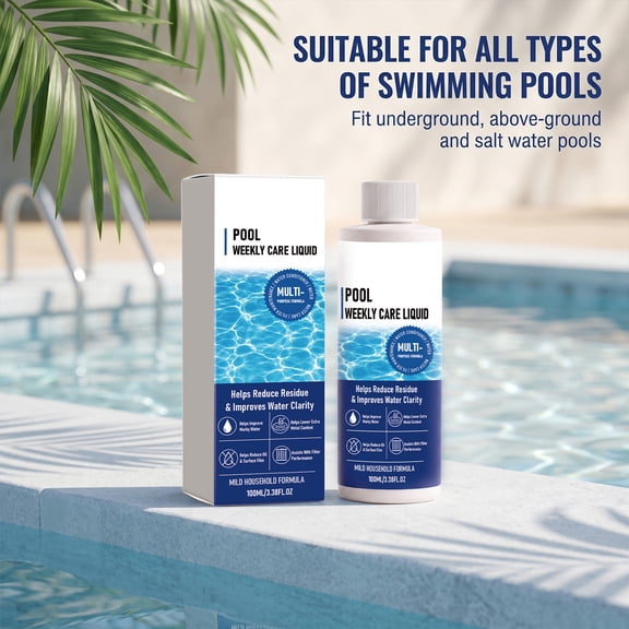 HAJAGP 4-in-1 Weekly Pool Care Water Clarifier, Fast Acting Flocculant for All Pool Types, Pet-Friendly and Non-Irritating, 100ml Pool Maintenance Solution