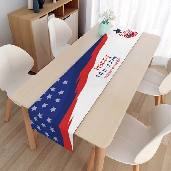 HAJAGP 4th of July Star Polyester Table Runner 33x180cm Medium Festive Tablecloth