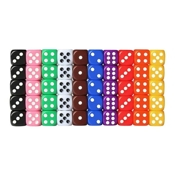 HAJAGP 50PCS Six-Sided Dice Game Set Party Bar KTV Family Activity Plastic