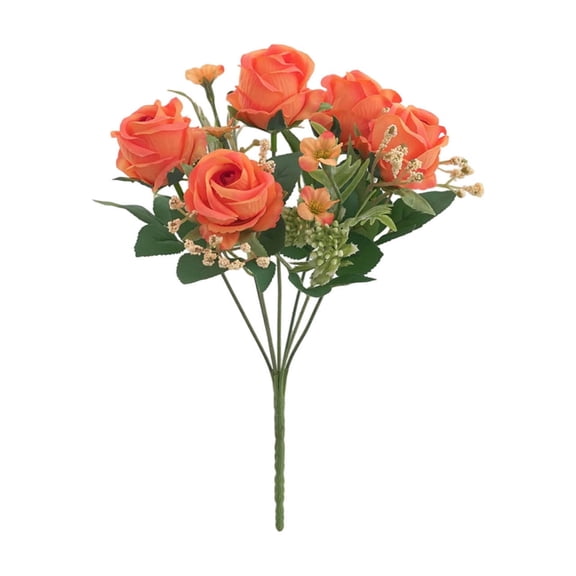 HAJAGP 7-Head Venus Silk Rose in C (Orange) for Graduation Gift Vase