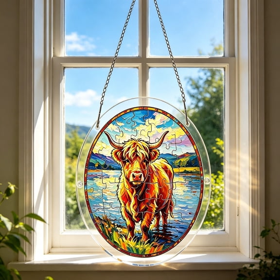 HAJAGP Acrylic Puzzle Sunlight Catcher Window Decoration F Design 7.4-inch, Spring Summer Home Garden Decoration, Valentine's Day Gift