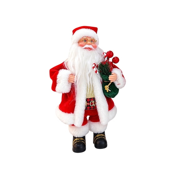 HAJAGP Animated Dancing Santa Figurine - Musical PVC Santa Small for Tabletop, Fireplace, and Party Decor