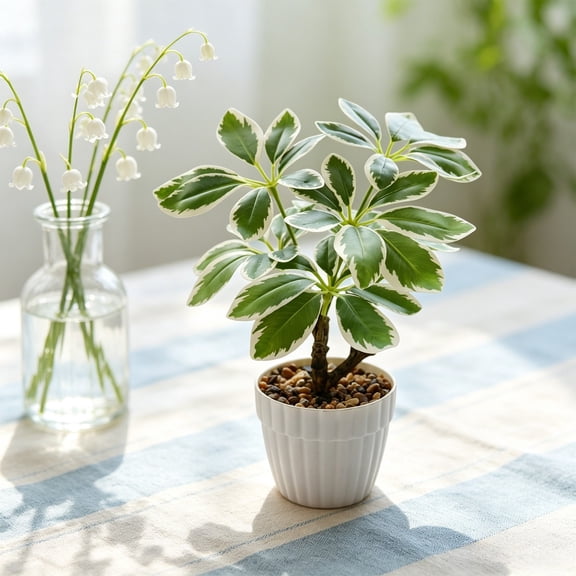 HAJAGP Artificial Bonsai Tree C Design for Spring Windowsill and Balcony with Realistic Leaves