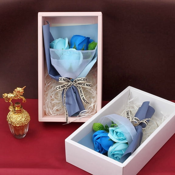 HAJAGP Blue Rose Soap Flower Gift Box for Valentine's Day Wedding Home Decoration
