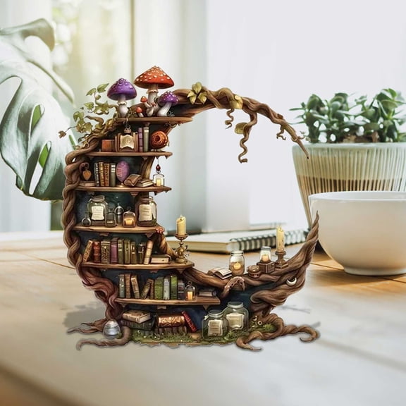 HAJAGP Crescent Shaped Acrylic Bookshelf Desktop Decorative for Home Office Thanksgiving Gift Book Lovers Lightweight Sturdy