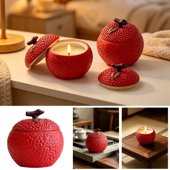 HAJAGP Cute Lychee-Shaped Scented Candle, Long-Lasting Soy Wax Candle for Home Bedroom Use, Lychee Scent, Spring Home Decor Gift