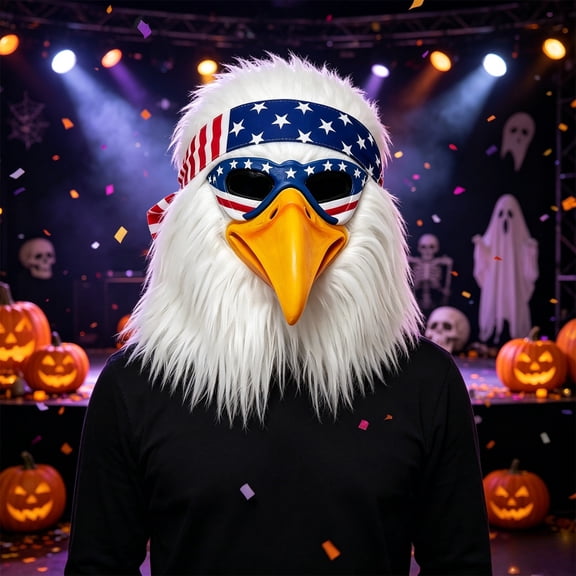 HAJAGP Eagle Mask Headgear Polyester Faux Fur Cosplay Mask For Halloween Independence Day Party And Themed Costume Event