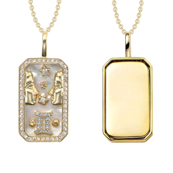 HAJAGP Gemini Zodiac Necklace, Twins Horoscope Pendant, Valentine‘s Day Gift for Her, Birthday Present for Women
