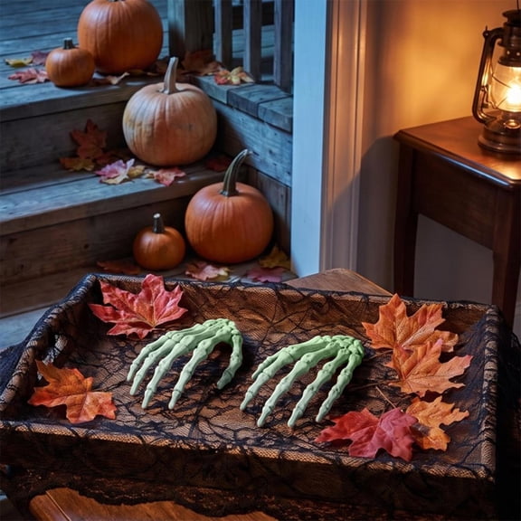 HAJAGP Halloween Skeleton Claws Bones Hand Prop Plastic Toy Ghost Decor for spook house Party Table Centerpiece (Green)