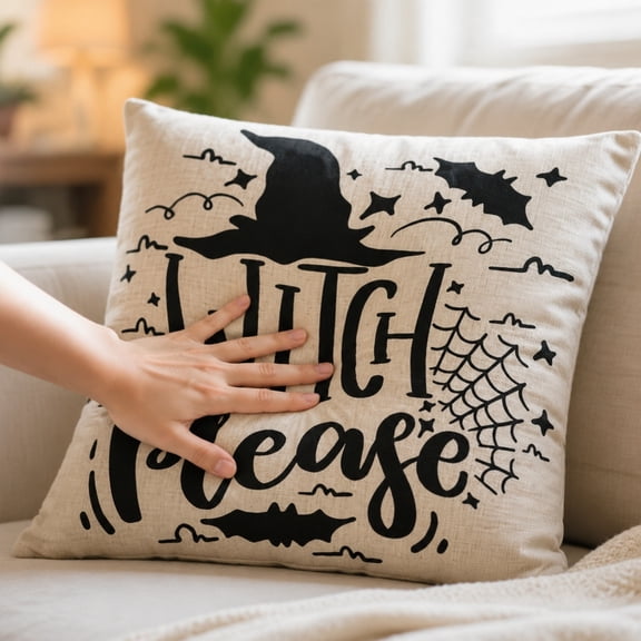 HAJAGP Halloween Throw Pillow Covers (Style B), Spooky Ghost Pumpkin Witch Decorative Cushion Cases for Sofa Couch Home Decor