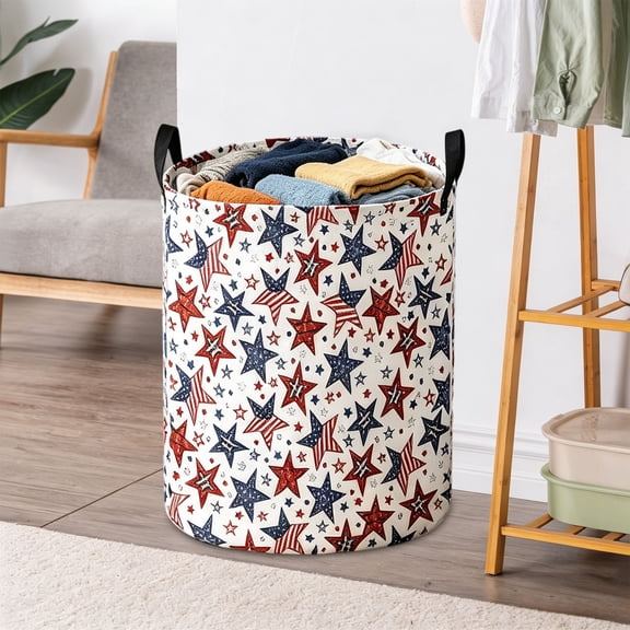 HAJAGP Independence Day Storage Basket B Design for Spring Laundry Room and Closet with Wall Mounted Strap