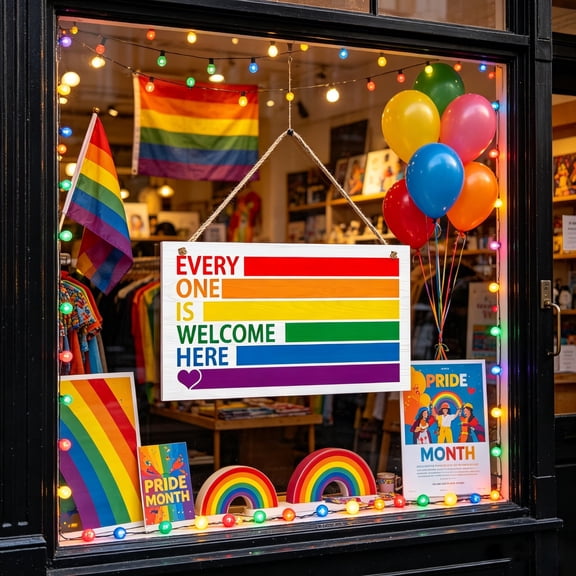 HAJAGP Multicolored Wooden Welcome Sign for Equality Month, Door, Wall, Indoor Outdoor Decor (B)
