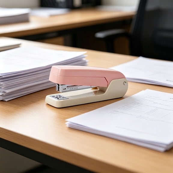 HAJAGP Pink Rotating Stapler, 360 Degree Stapler for Desk, Spring Decor and Mother's Day Gift