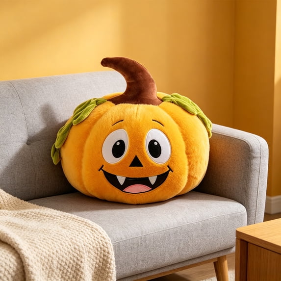 HAJAGP Pumpkin Shaped Pillow, Soft Sofa Cushion for Halloween, Thanksgiving, and Living Room Decor (Orange)