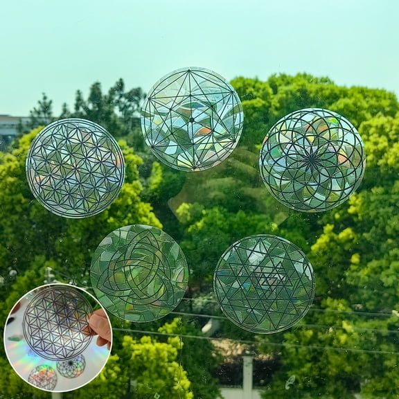 HAJAGP Rainbow Prism Window Decals Anti Bird Strikes Non-Adhesive PVC Home Decor (Style E)