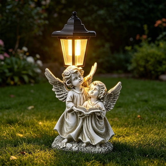 HAJAGP Resin Angel Reading Solar Garden Light for Mother’s Day Spring Patio Decor