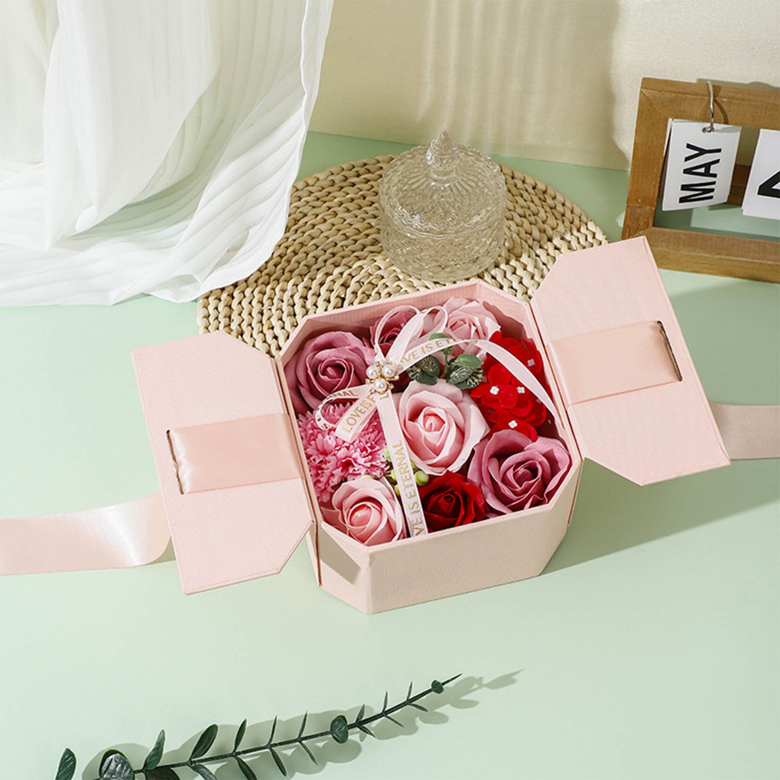 HAJAGP Rose Gift Box,Valentines Day Flower Gift Box,Infinity Flower Box ...