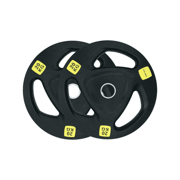 HAJEX 2" Rubber Bumper Weight Plates (20 kg), 44 lb Pair