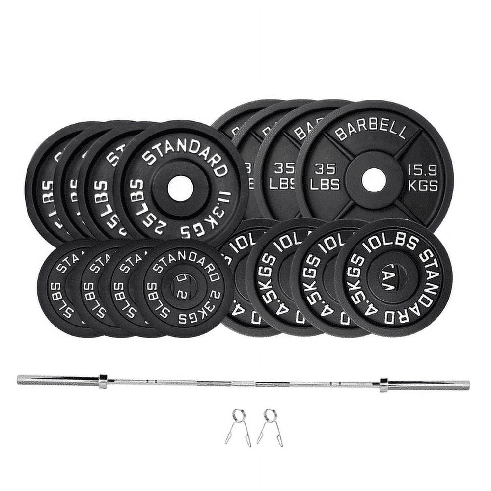HAJEX | 300 LB (136 kg) Cast Iron Weight Plates' Stacks with 6 ft Bar ...