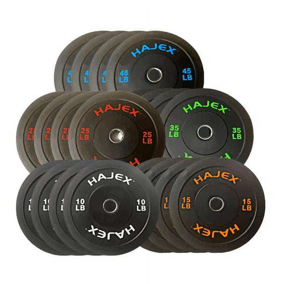HAJEX Olympic Bumper Weight Plates 520 lb, Set