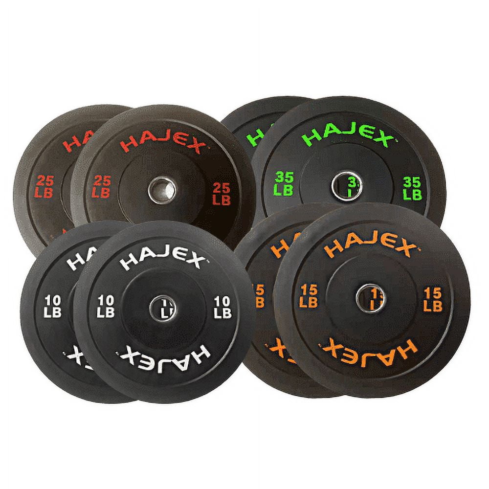 HAJEX Olympic Bumper Weight Plates Set, 170 lbs, Assembled Product Weight 170 lbs, 17x17x12 In, Black