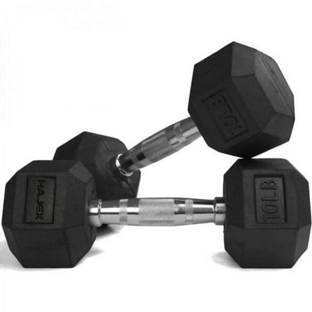 HAJEX Rubber Hex Dumbbells 40 LB, Pair