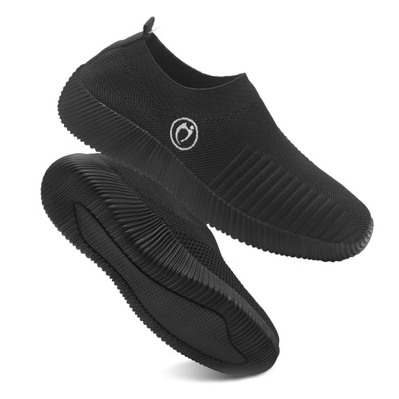 HAJINK Women's Breathable Lightweight Sneakers, Slip-On Comfortable Walking Shoe, Black