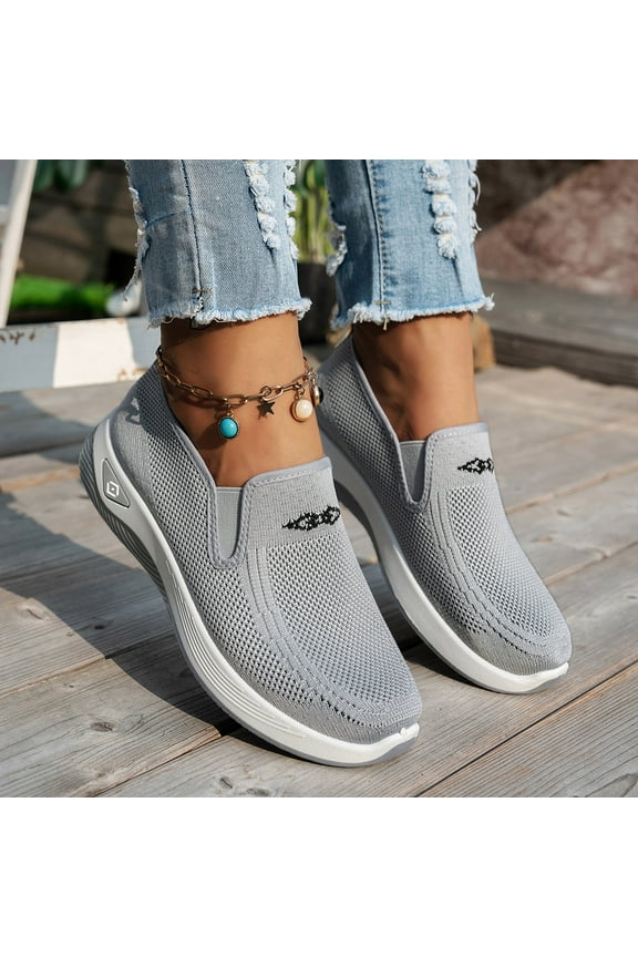 Arch Support Shoes for Women, Orthopedic Slip On Walking Sneakers with Wide Width, Non-Slip Work Shoes Gray US-8(EU-40)