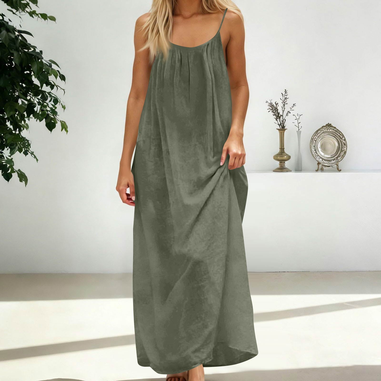 green linen tunic dress Women’s Sea‐Green Linen Tunic Dress – LIRA main image 0
