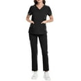 thumbnail image 1 of HAJWOH Black Scrubs for Women Set Size1 Stretchy Nursing Uniform Short Sleeve V-Neck Scrub Top & Yoga Jogger Pants Solid Color Scrub Suit with Multi Pocket Black L, 1 of 5
