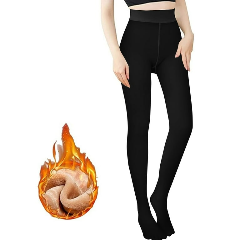 HAJWOH Black Tights Women Tall Fleece Lined Tights Thermal Fake - Main Image