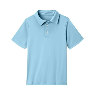 HAJWOH Blue Girls Uniform Tops Short Sleeve Tops Casual Button Down Tennis T-Shirts 2025 Summer New with Collar Polo Shirts Comfortable Clothes Light Blue 4-5 Years