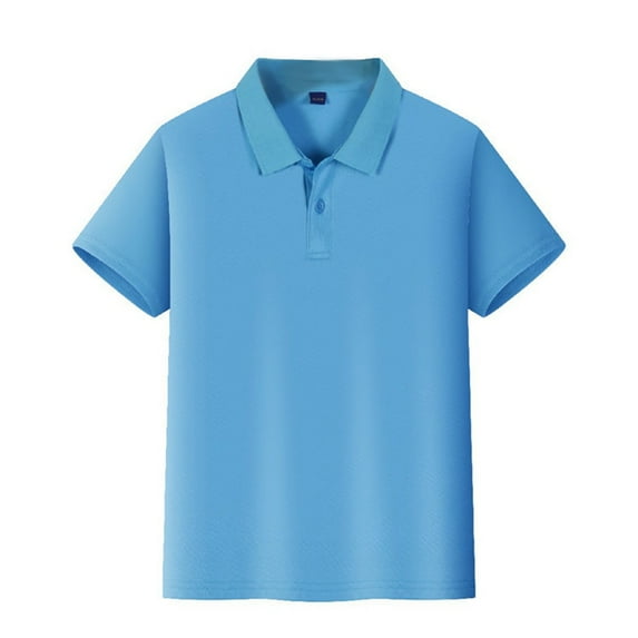 HAJWOH Boys Girls Polo Uniform Shirts Size 9-10 Short Sleeve Top Casual Button T-Shirt 2026 Spring New Collared Golf Polo Shirt Athletic Clothes Light Blue