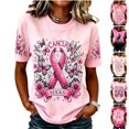 thumbnail image 1 of HAJWOH Breast Cancer Shirts for Women Breast Cancer Awareness Shirts Cancer Survivor Pink Ribbon Graphic Cancer Short Sleeve Tee Top, 1 of 5