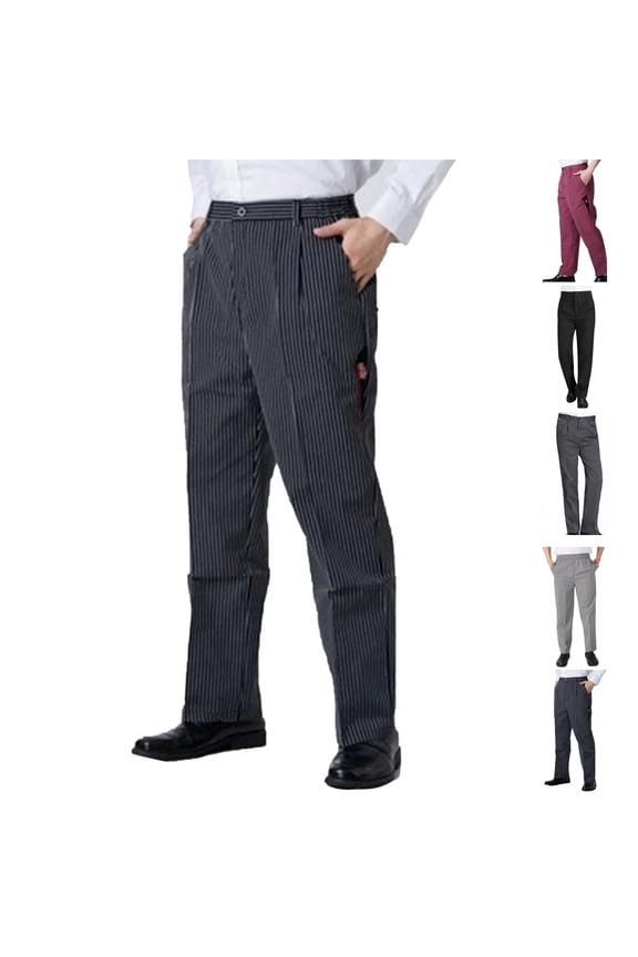 Chef Pants Elastic Waist Baggy Restaurant Kitchen Food Service Work Uniform Trouse with Pocket