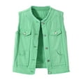 thumbnail image 1 of HAJWOH Denim Vest Top for Women 2025 Trendy Sleeveless Jean Jacket Comfy Casual Classic Cute Cropped Jackets Coats Green S, 1 of 6