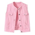 thumbnail image 1 of HAJWOH Denim Vest Top for Women 2025 Trendy Sleeveless Jean Jacket Comfy Casual Classic Cute Cropped Jackets Coats Pink XL, 1 of 6