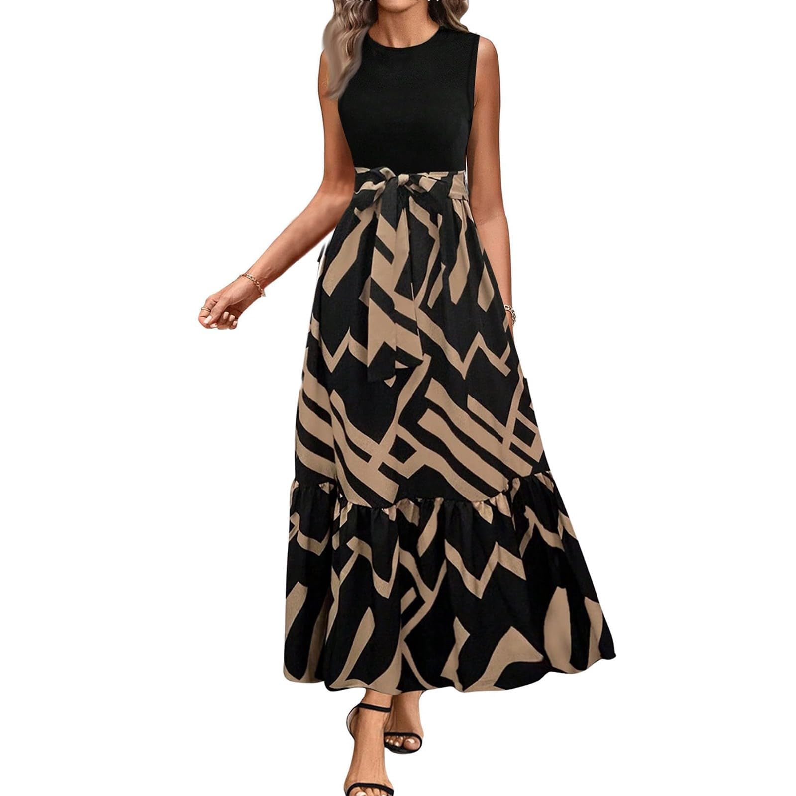 HAJWOH Summer Dresses for Women 2025 Puff Sleeve Flowy Floral Church Dresses Casual Long Dresses with Belt Elegant Trendy Modest Dresses Brown XL - Walmart.com HAJWOH Summer Dresses for Women 2025 Puff Sleeve Flowy Floral Church Dresses Casual Long Dresses with Belt Elegant Trendy Modest Dresses Brown XL - Walmart.com