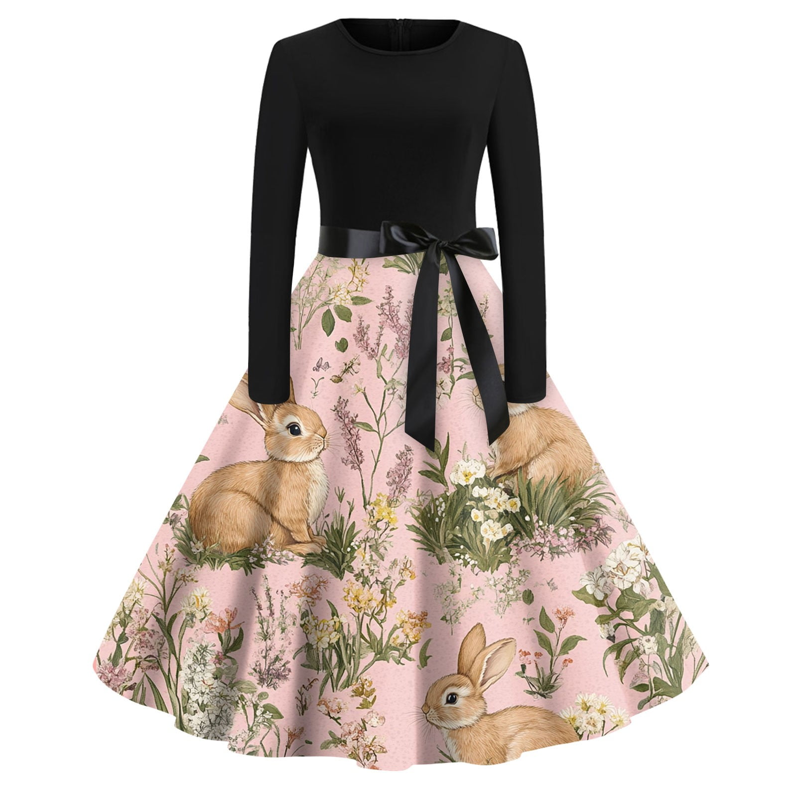 amazon easter dresses for ladies HAJWOH Easter Dresses for Women for Church Long Sleeve Bunny Egg Graphic  Summer Dresses Plus Size Crewneck Midi Dress Boho Tank Dresses Lightweight  Formal Dresses Complexion XL