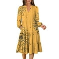 thumbnail image 1 of HAJWOH Fall Dresses for Women Fashion Long Sleeve Wedding Dresses Lightweight Vneck Church Dresses Yellow S, 1 of 4