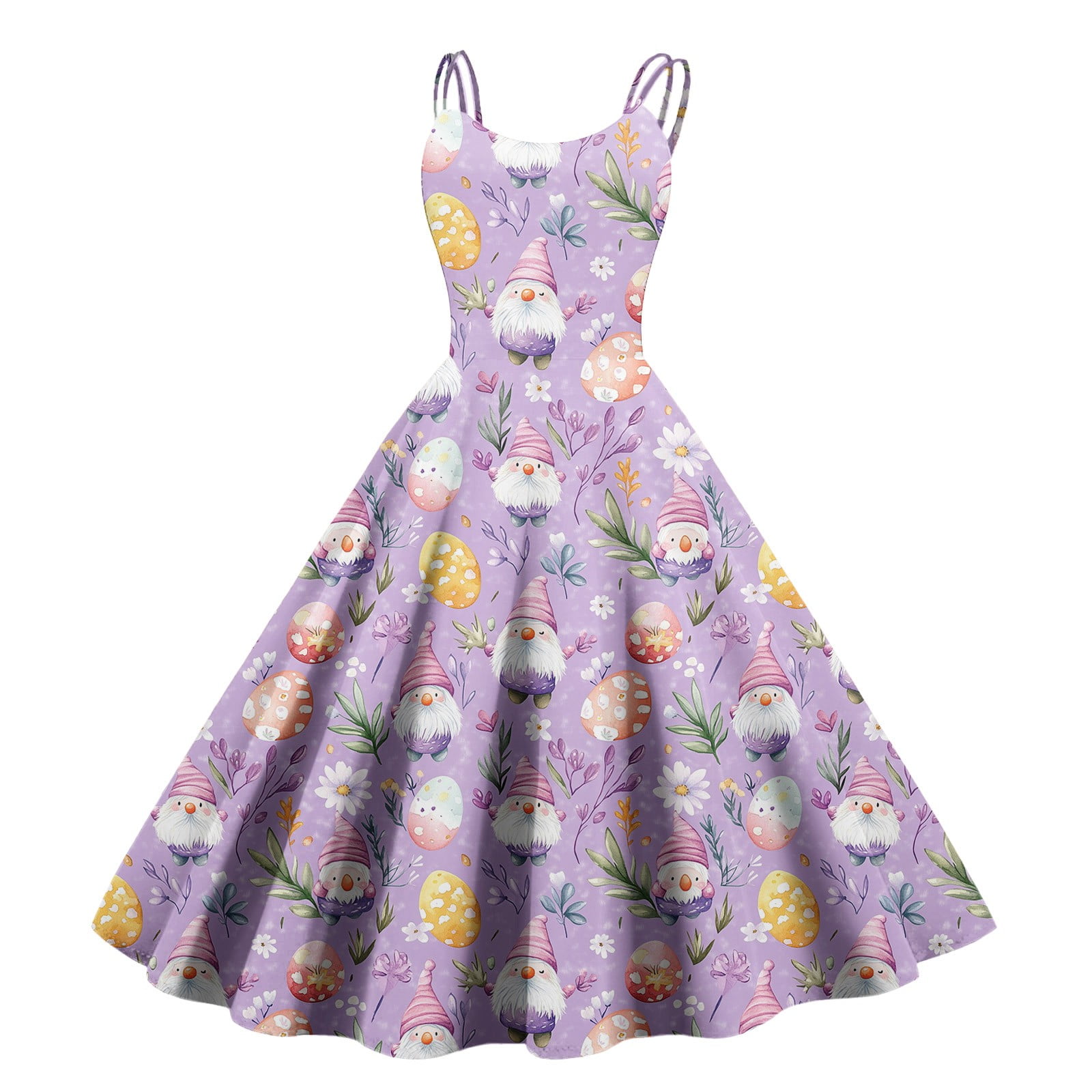 HAJWOH Fancy Womens Easter Dresses Bunny Egg Graphic Sleeveless Spring ...