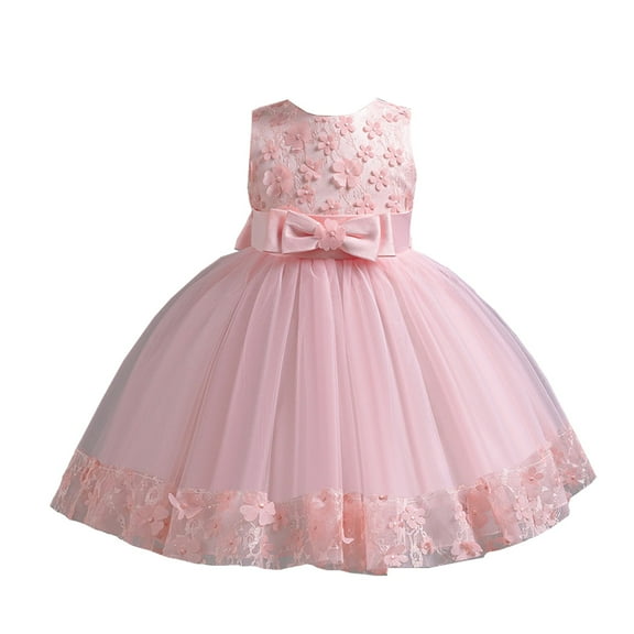 HAJWOH Girls Dress Cute Princess Dress Elegant Sundress 2025 Mini Dresses Pink 11-12 Years