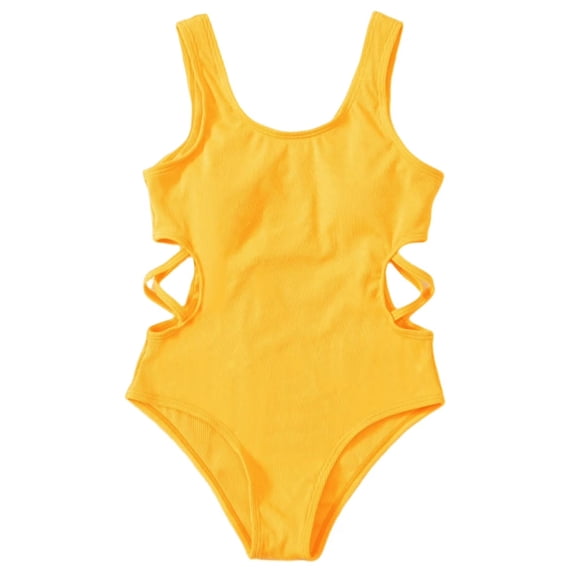 HAJWOH Girls One Piece Swimsuit Tie Dye Cut Out Bathing Suits Crisscross Hollow Out Waist Cute Sleeveless Beach Swimwear