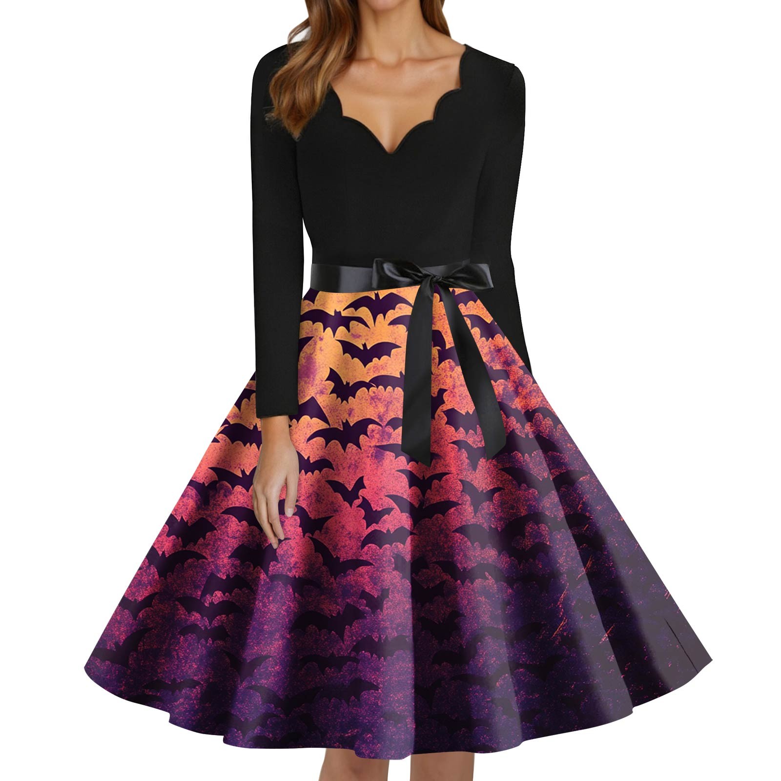 HAJWOH Halloween Dresses for Women Hocus Pocus Pumpkin Bat Ghost Spider ...