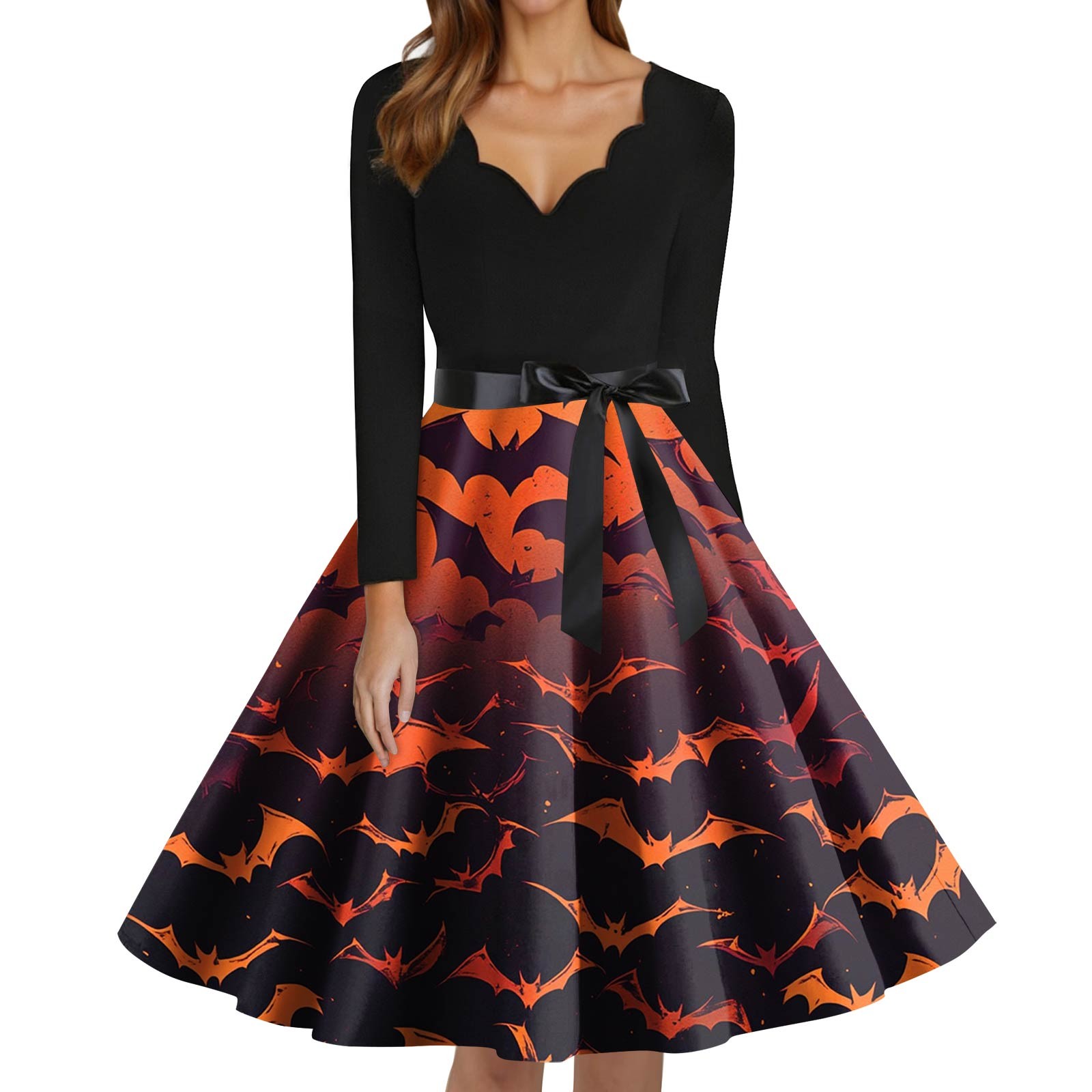 HAJWOH Halloween Dresses for Women Novelty Pumpkin Bat Ghost Spider ...