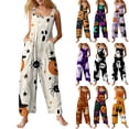 thumbnail image 1 of HAJWOH Halloween Women’s Sleeveless Loose Fit Jumpsuit With Halloween Print Wide Leg Overalls Casual Style(Black,2XL), 1 of 6
