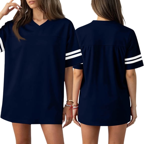 HAJWOH Jersey Shirts for Women Plain Blank Football Tops Athletic T-Shirts Practice Sports Uniforms Outfits Navy L