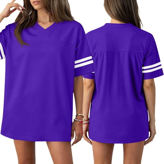 HAJWOH Jersey Shirts for Women Plain Blank Football Tops Athletic T-Shirts Practice Sports Uniforms Outfits Purple XXXL
